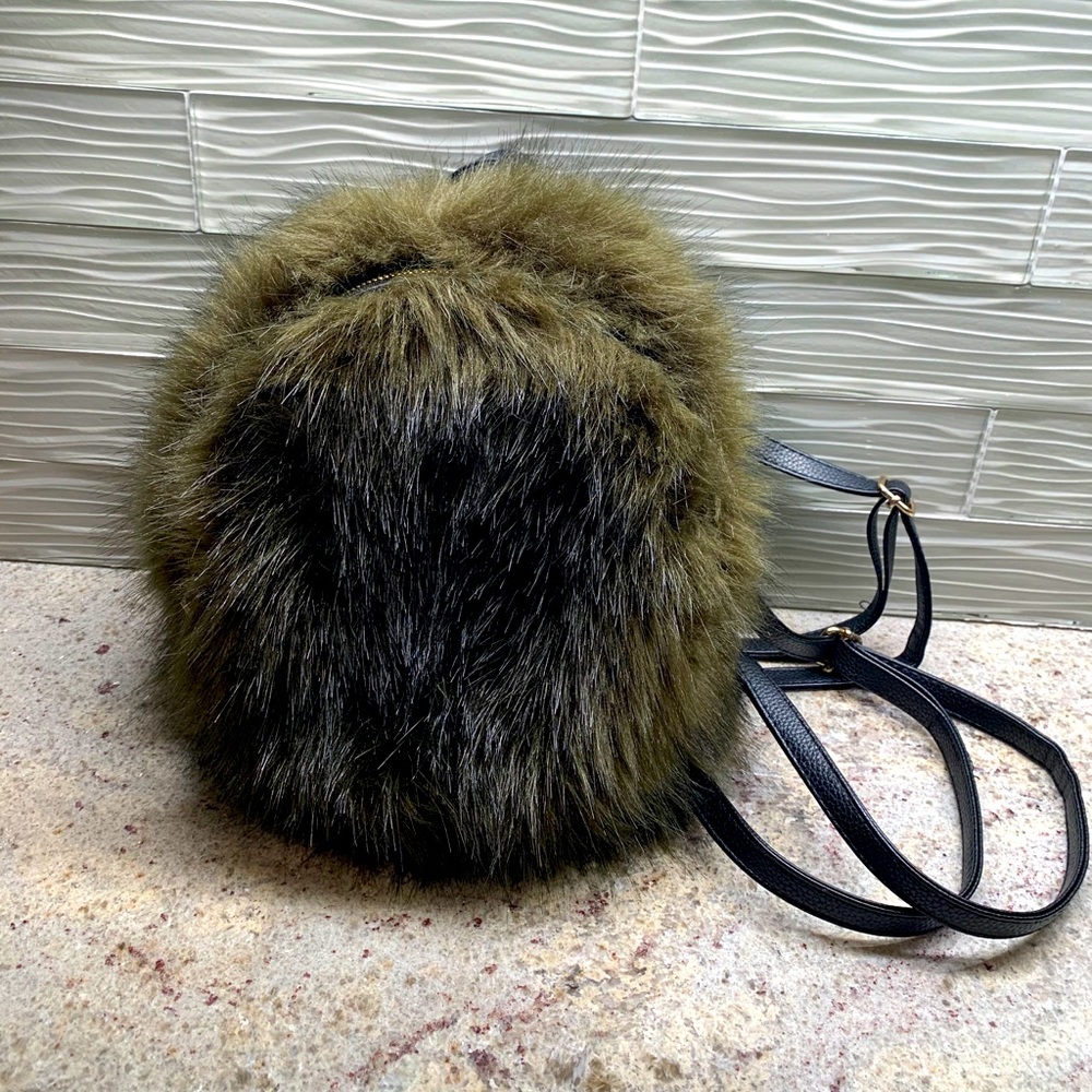 Faux fur small backpack purse